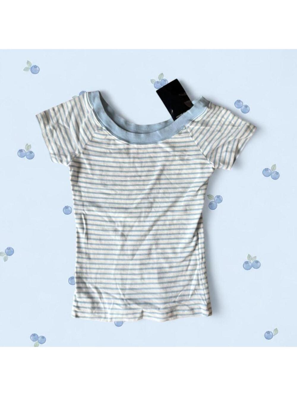 Brandy Melville blue and white striped Ginny top